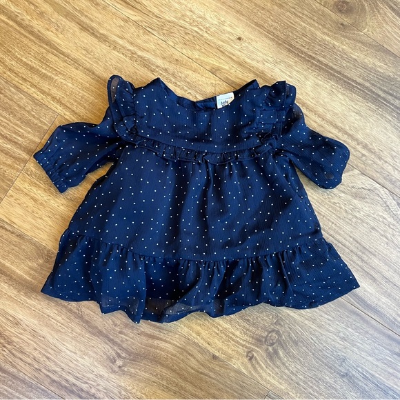 4 for $10 🌈 Baby B’Gosh Navy Blue Polka Dot Ruffled Dress - Picture 5 of 6